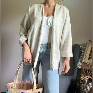 Flax Blend Vintage Blazer/Jacket Cream